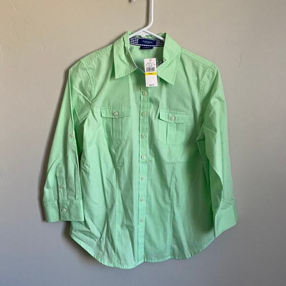 Van Heusen Green Button Up Blouse- NWT - Picture 1 of 2
